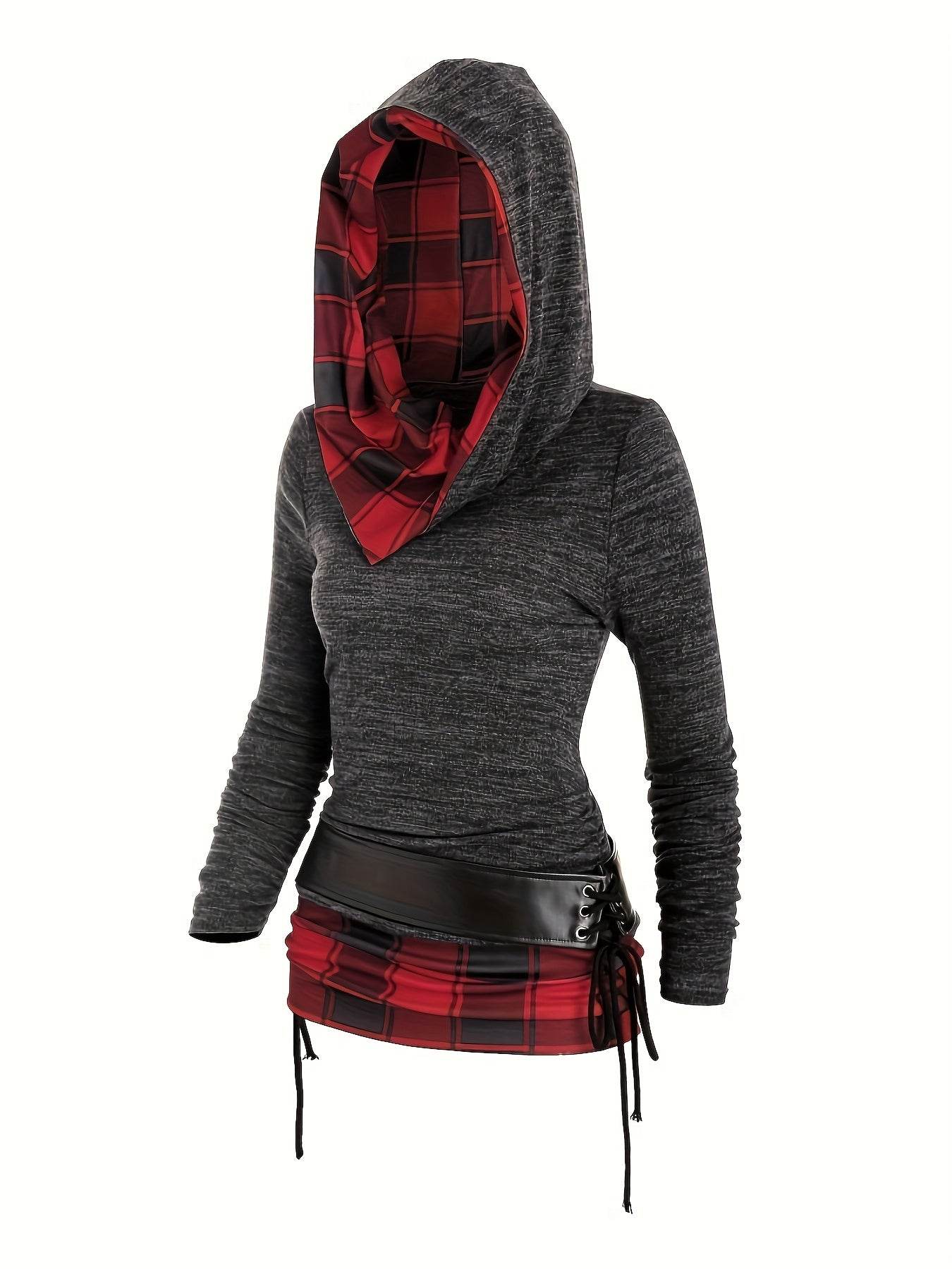 PlaidLace Hooded Top - Where2Save