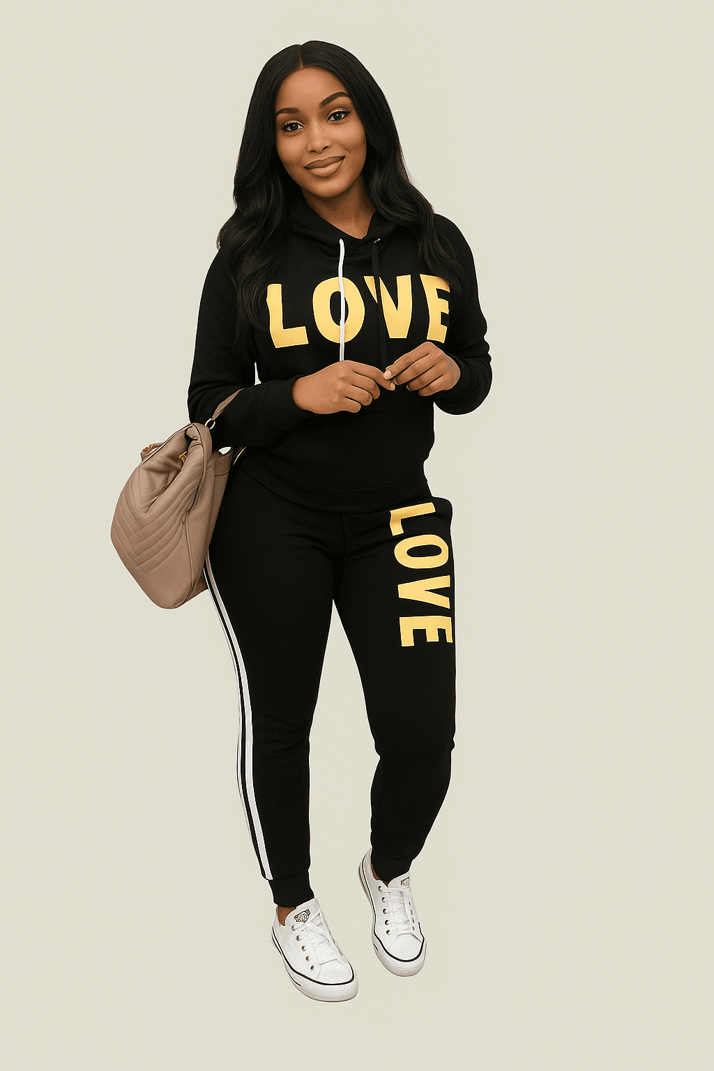 Hoodie Set Love Print Cozy Tracksuit - Where2Save