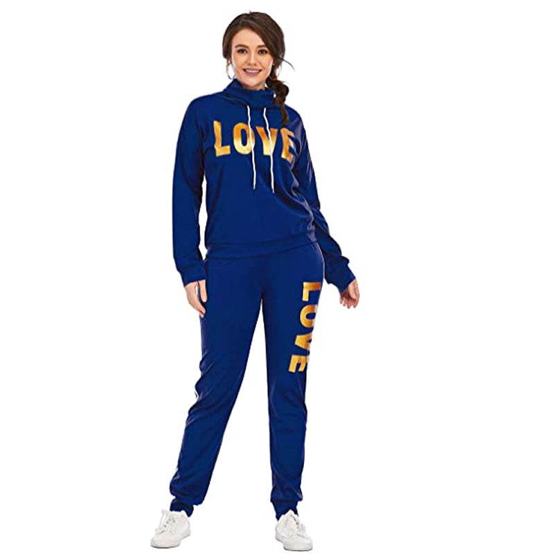 Hoodie Set Love Print Cozy Tracksuit - Where2Save