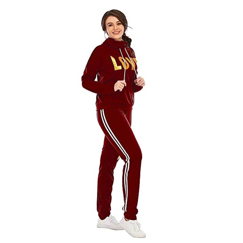 Hoodie Set Love Print Cozy Tracksuit - Where2Save