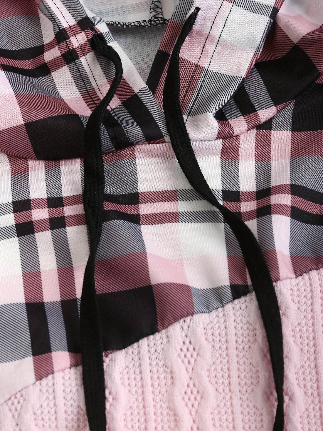 Hoodie Women's Chic Plaid Patchwork - Where2Save